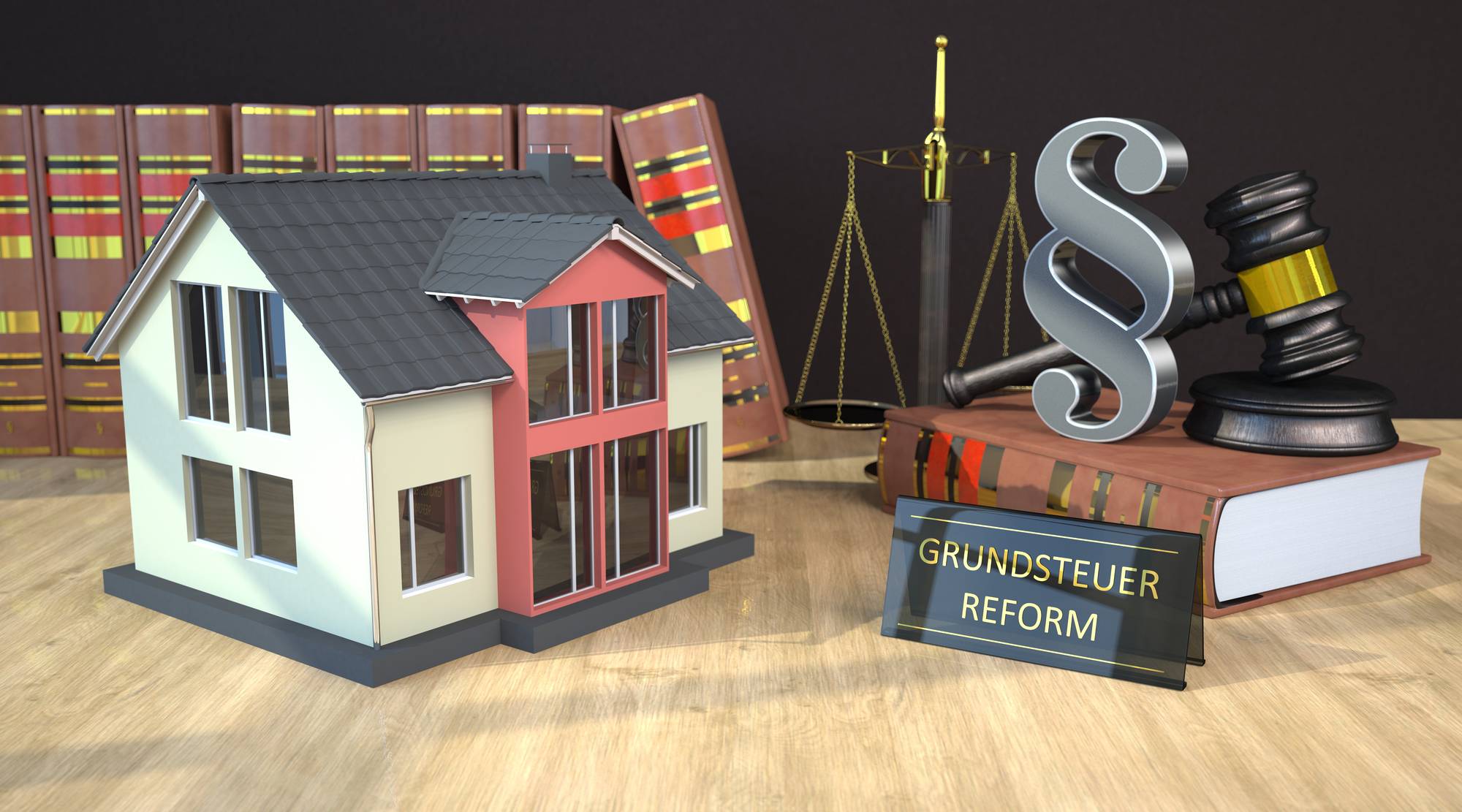 House Law Books Gavel Grundsteuer Scale Reform